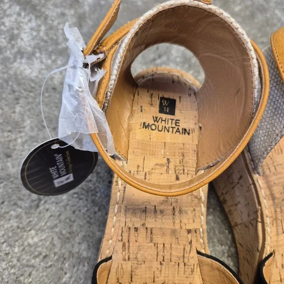 White Mountain Sarabella Black Cork Wedge Platform Sandals W30589 Womens 9M NEW - Picture 3 of 11